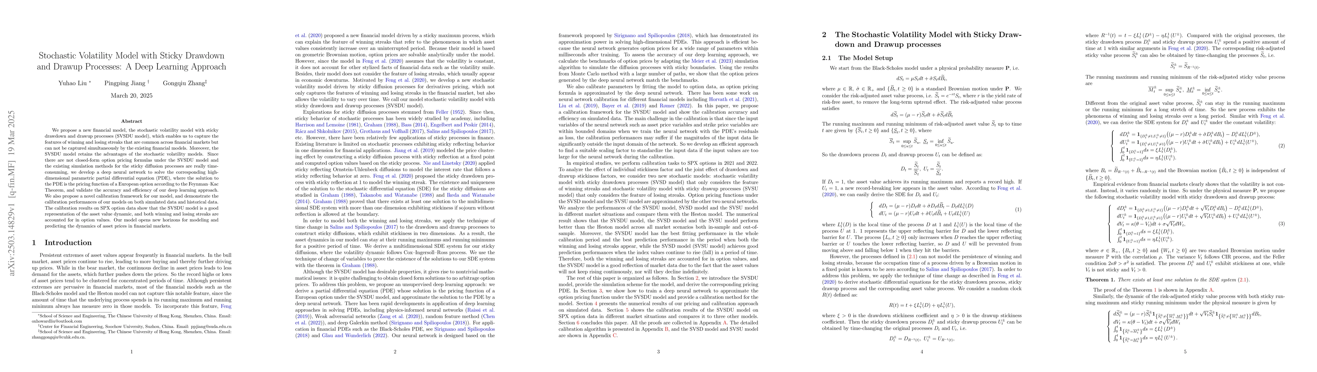 Thumbnail for Stochastic Volatility Model with Sticky Drawdown and Drawup Processes: A
  Deep Learning Approach