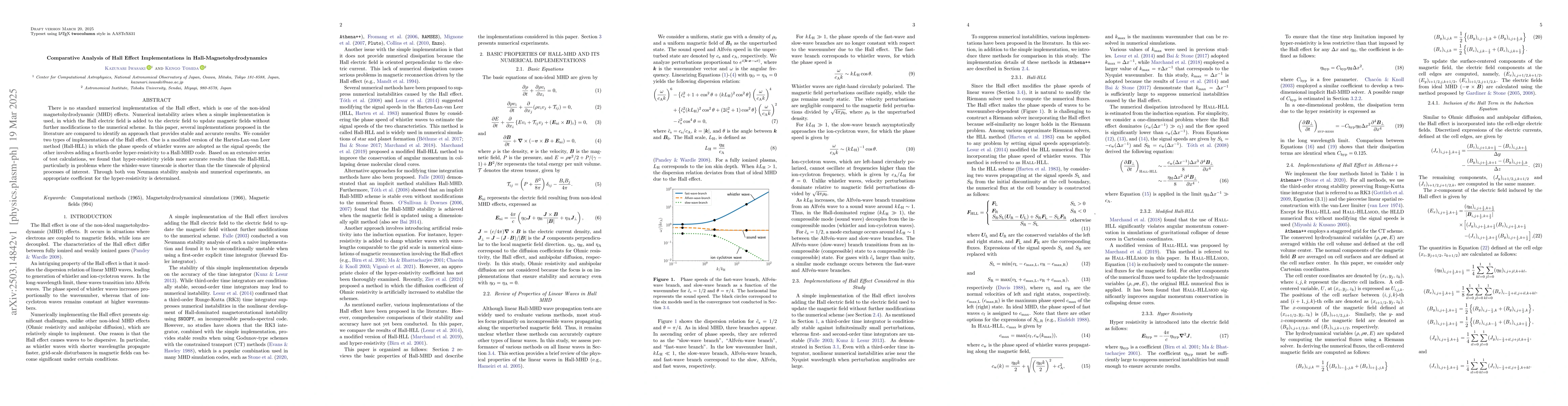 Thumbnail for Comparative Analysis of Hall Effect Implementations in
  Hall-Magnetohydrodynamics