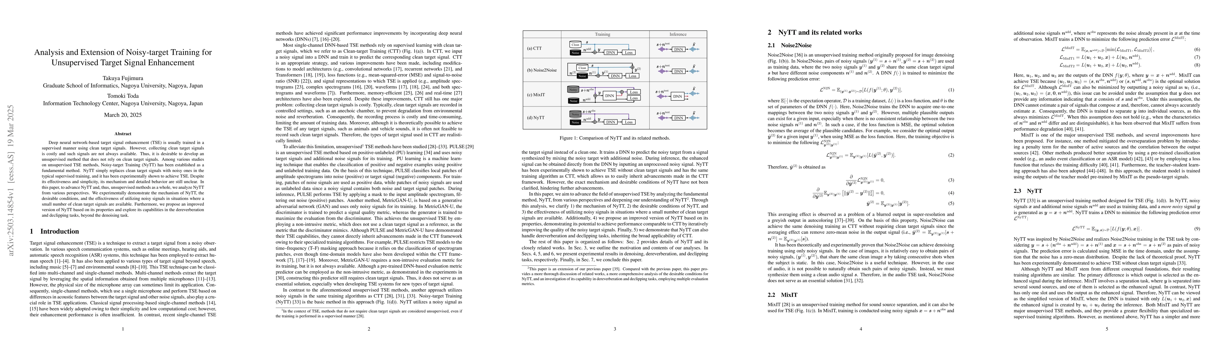 Thumbnail for Analysis and Extension of Noisy-target Training for Unsupervised Target
  Signal Enhancement