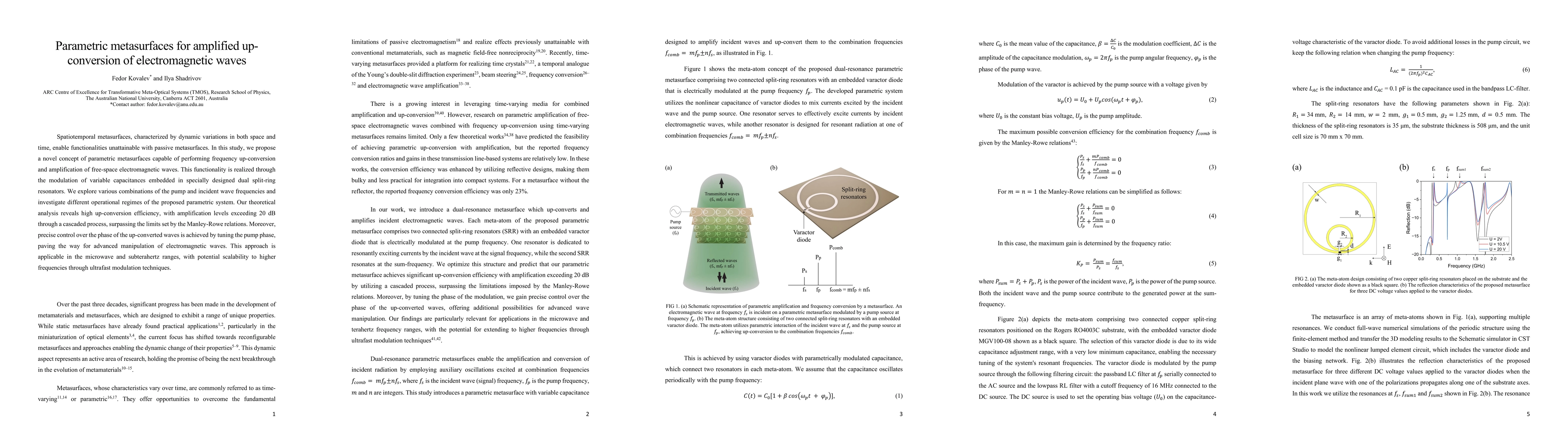 Thumbnail for Parametric metasurfaces for amplified up-conversion of electromagnetic
  waves