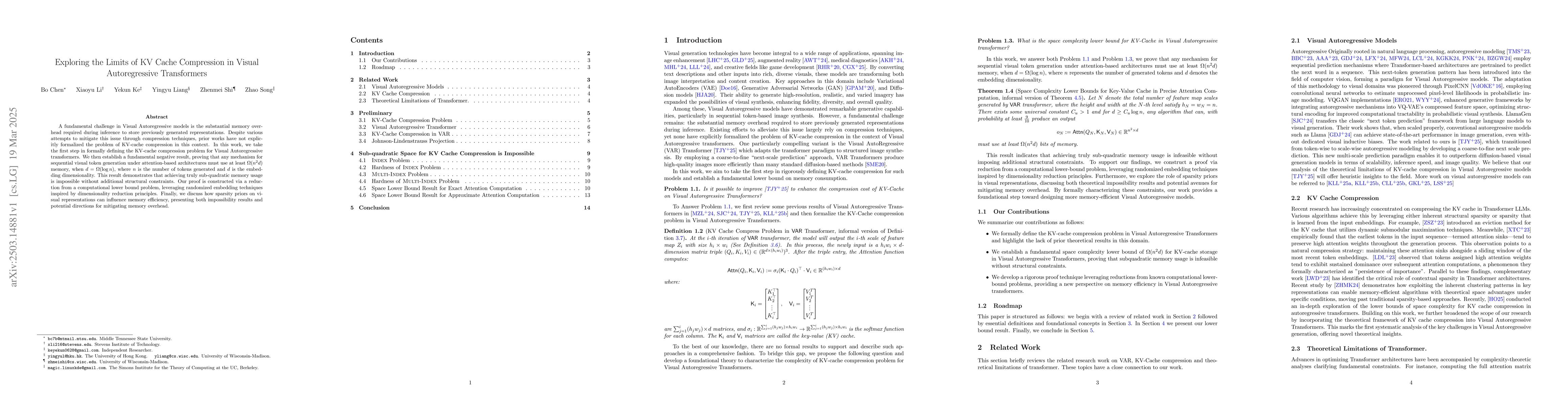 Thumbnail for Exploring the Limits of KV Cache Compression in Visual Autoregressive
  Transformers