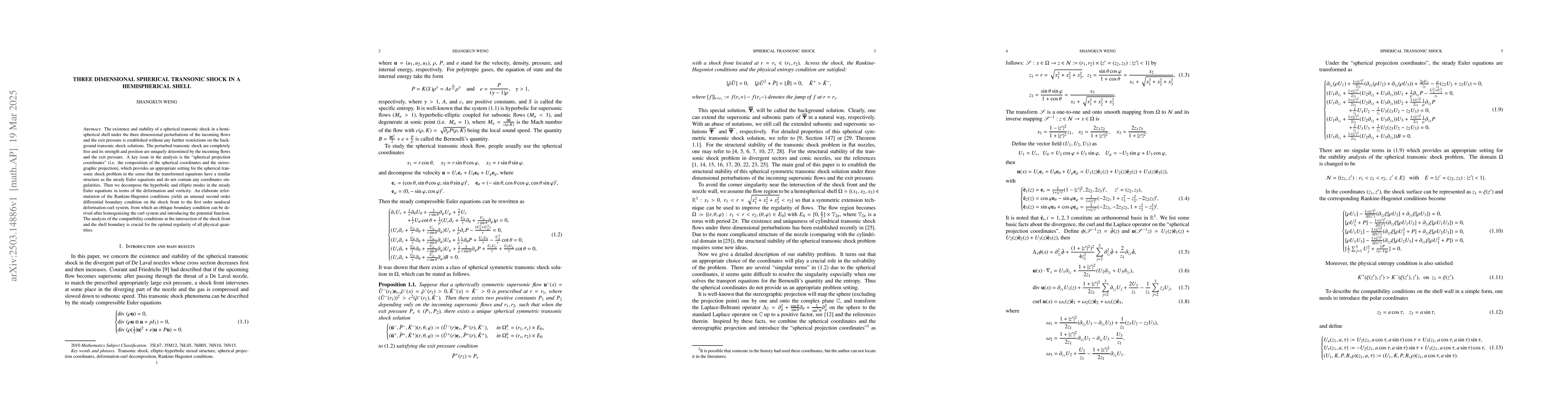 Thumbnail for Three dimensional spherical transonic shock in a hemispherical shell