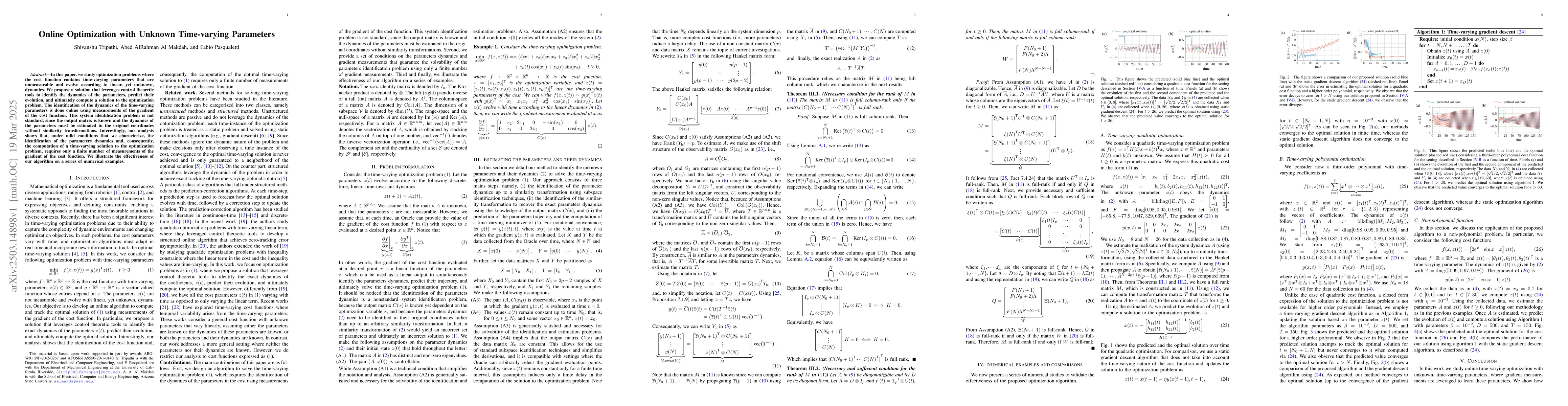 Thumbnail for Online Optimization with Unknown Time-varying Parameters