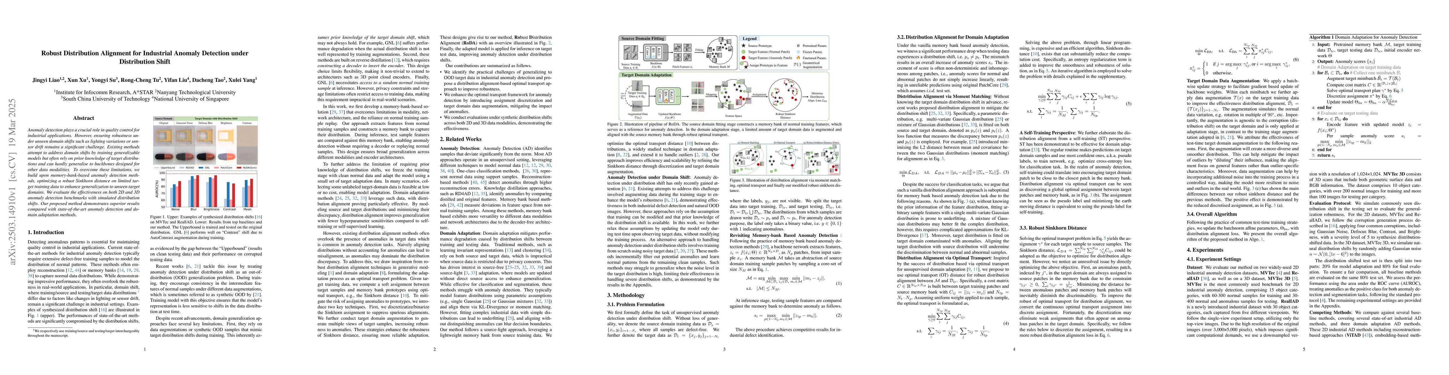 Thumbnail for Robust Distribution Alignment for Industrial Anomaly Detection under
  Distribution Shift