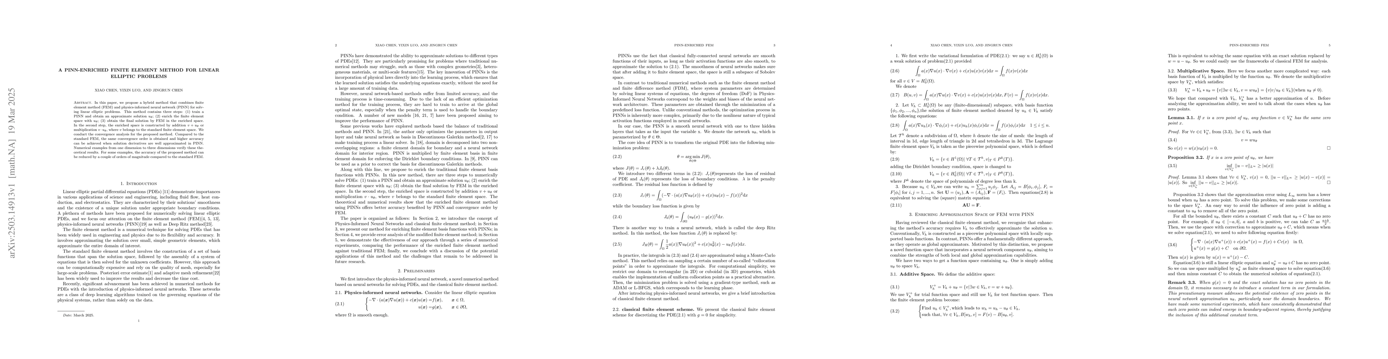 Thumbnail for A PINN-enriched finite element method for linear elliptic problems
