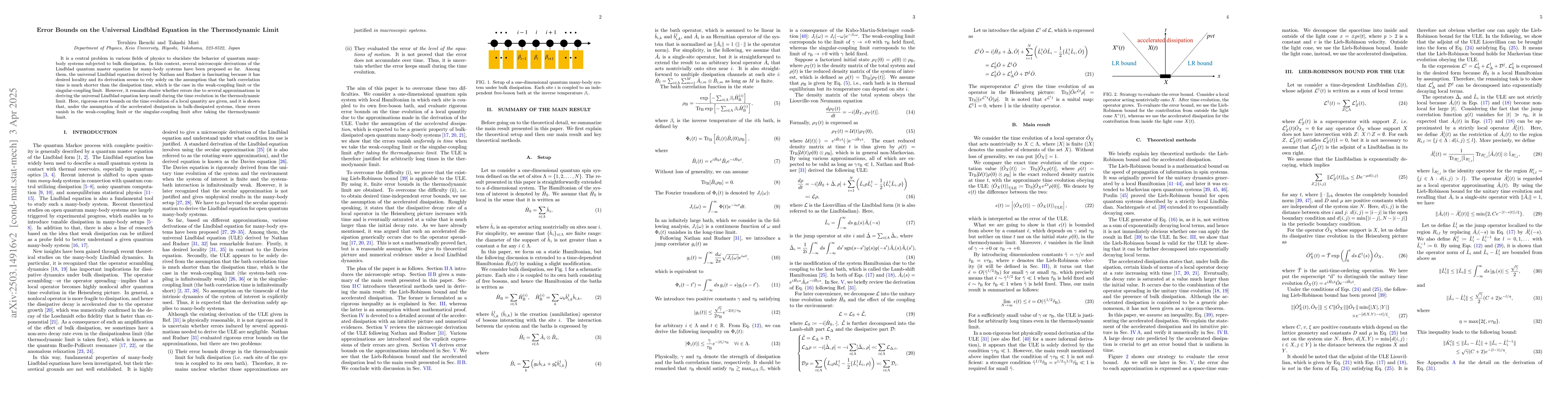 Thumbnail for Error Bounds on the Universal Lindblad Equation in the Thermodynamic
  Limit