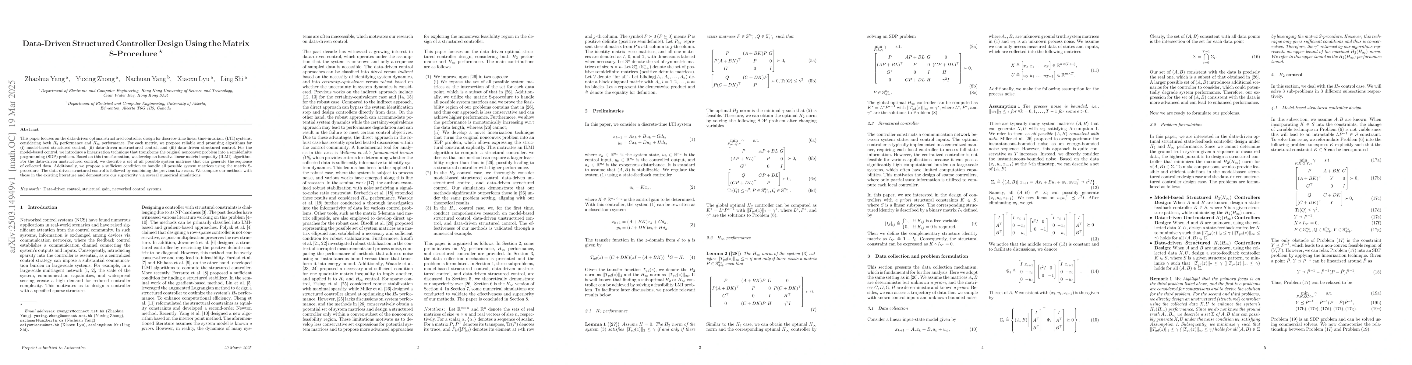 Thumbnail for Data-Driven Structured Controller Design Using the Matrix S-Procedure