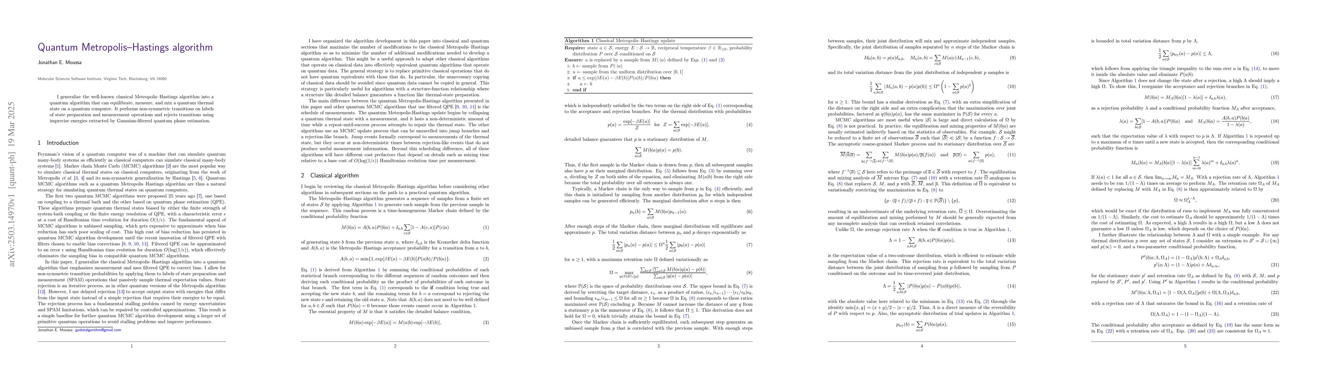 Thumbnail for Quantum Metropolis-Hastings algorithm