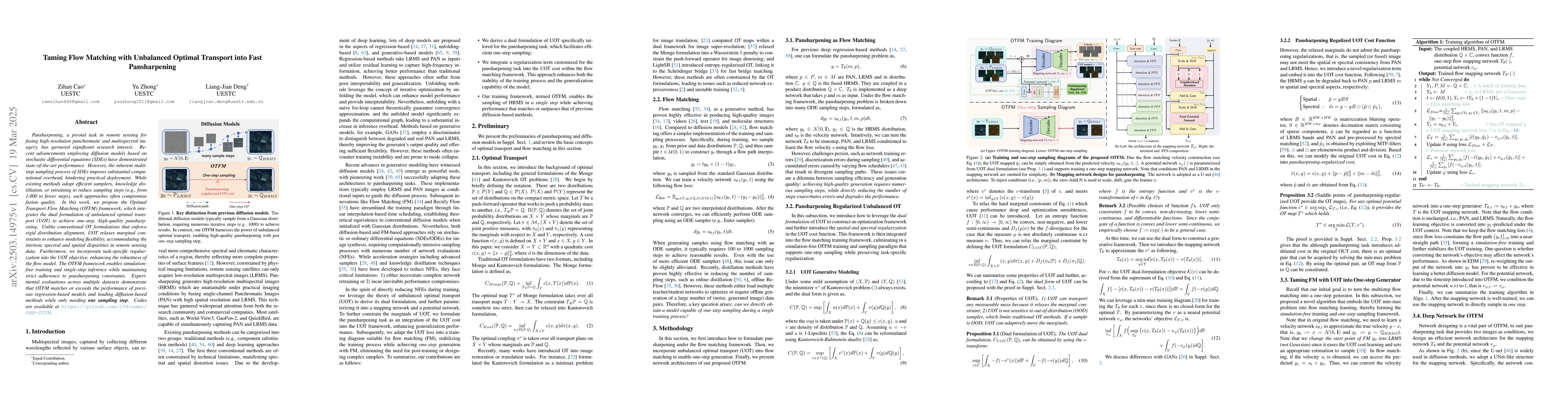 Thumbnail for Taming Flow Matching with Unbalanced Optimal Transport into Fast
  Pansharpening