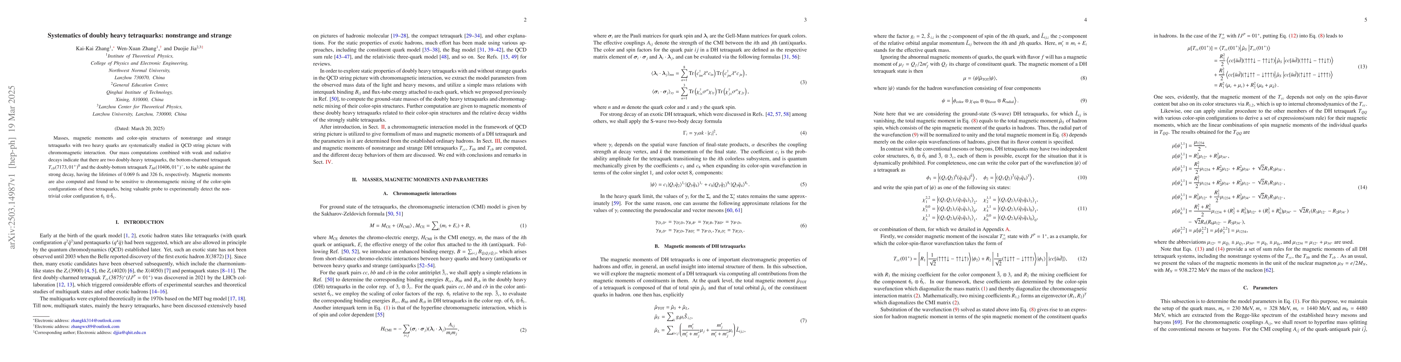 Thumbnail for Systematics of doubly heavy tetraquarks: nonstrange and strange