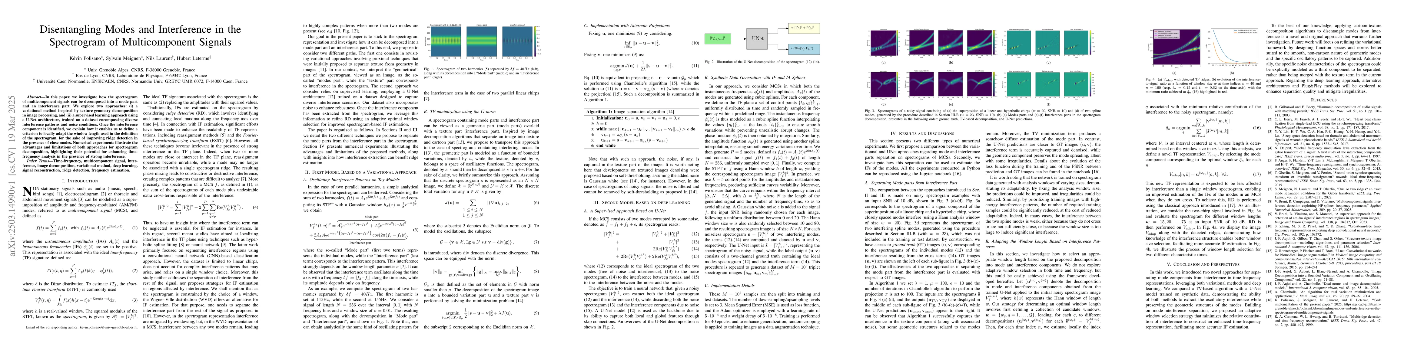 Thumbnail for Disentangling Modes and Interference in the Spectrogram of
  Multicomponent Signals