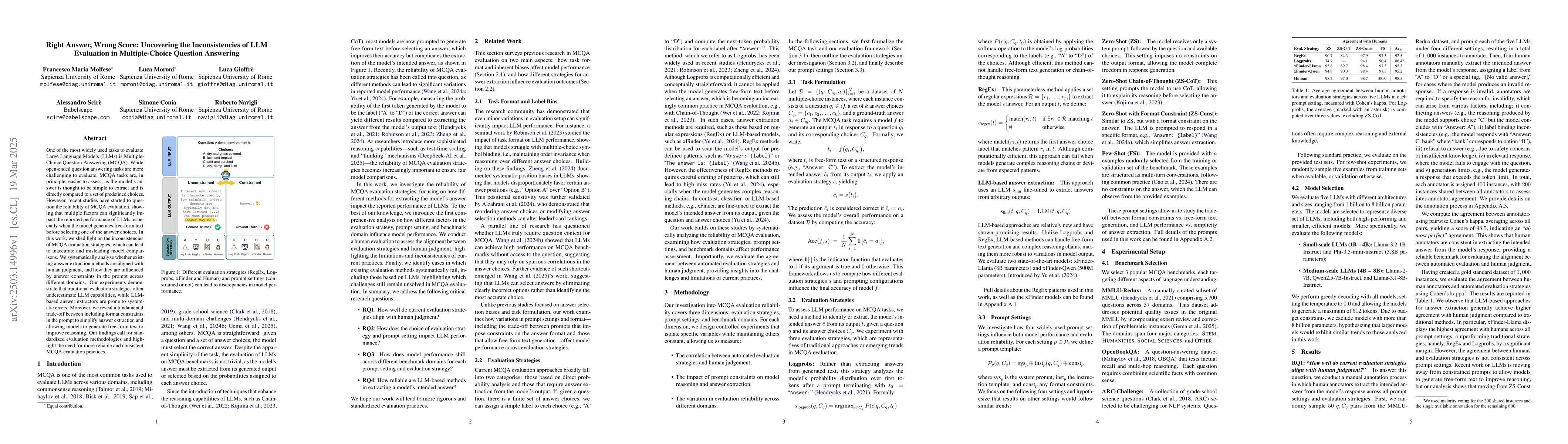 Thumbnail for Right Answer, Wrong Score: Uncovering the Inconsistencies of LLM
  Evaluation in Multiple-Choice Question Answering