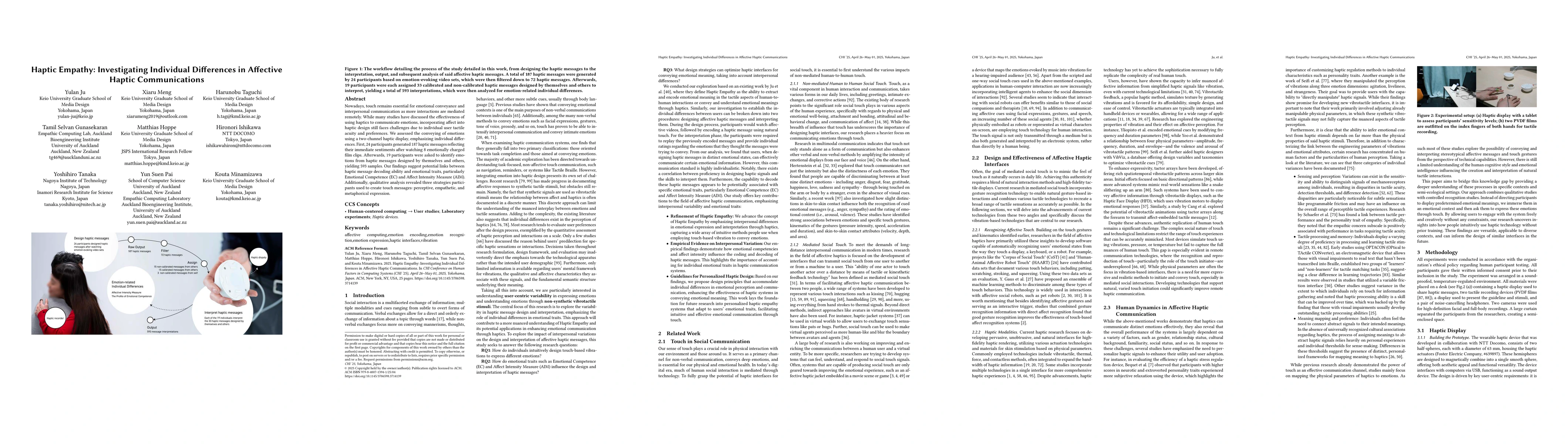 Thumbnail for Haptic Empathy: Investigating Individual Differences in Affective Haptic
  Communications