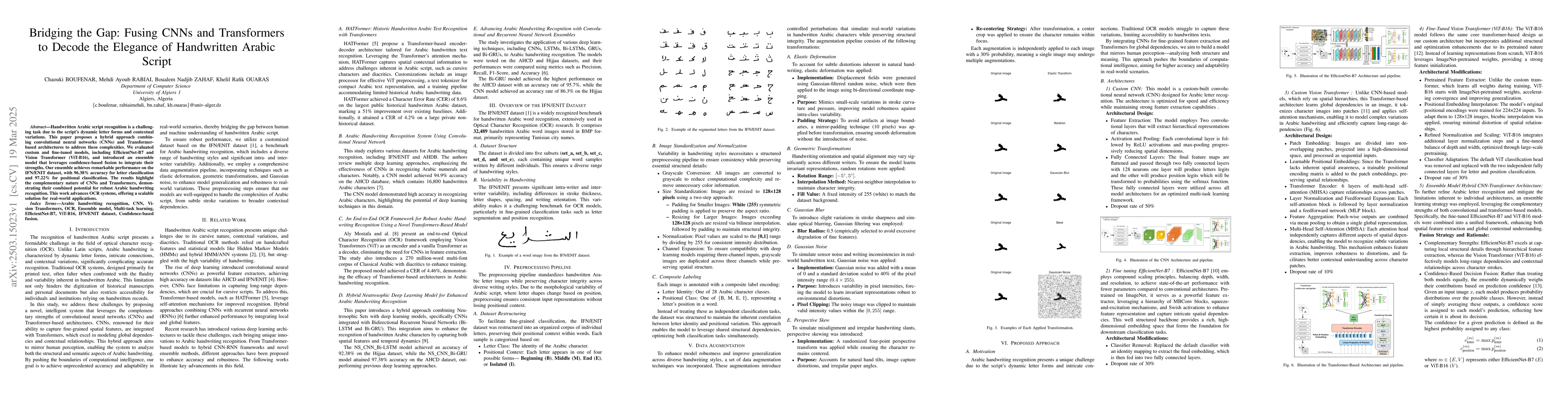 Thumbnail for Bridging the Gap: Fusing CNNs and Transformers to Decode the Elegance of
  Handwritten Arabic Script
