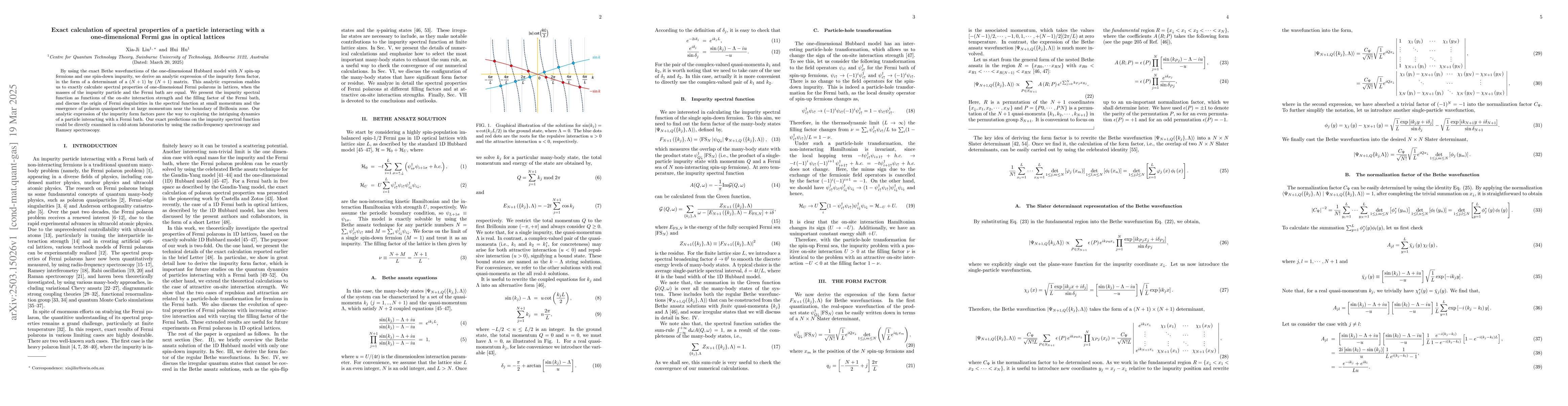 Thumbnail for Exact calculation of spectral properties of a particle interacting with
  a one-dimensional Fermi gas in optical lattices