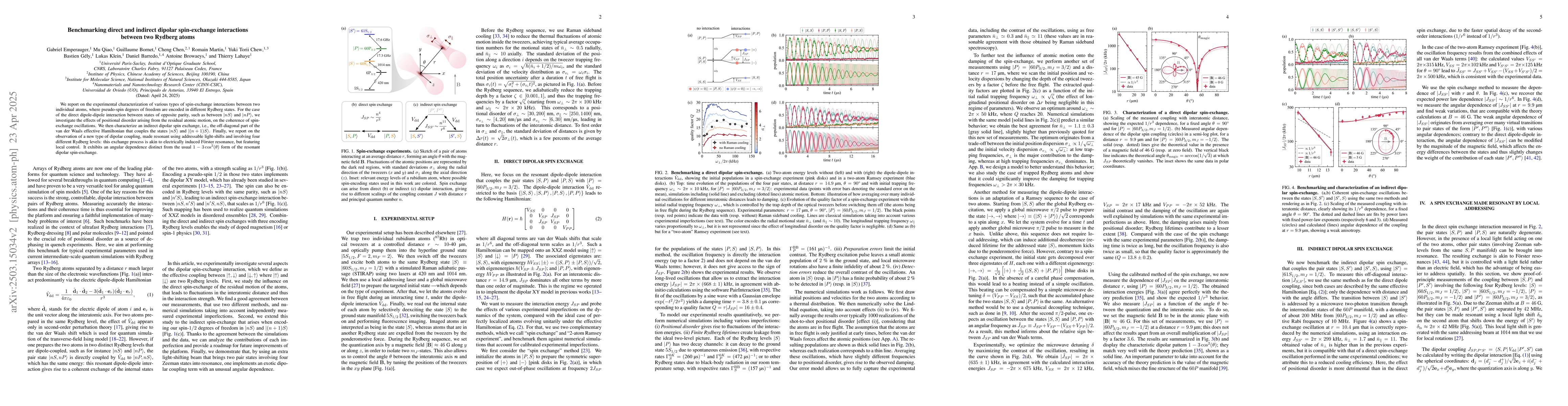 Thumbnail for Benchmarking direct and indirect dipolar spin-exchange interactions
  between two Rydberg atoms