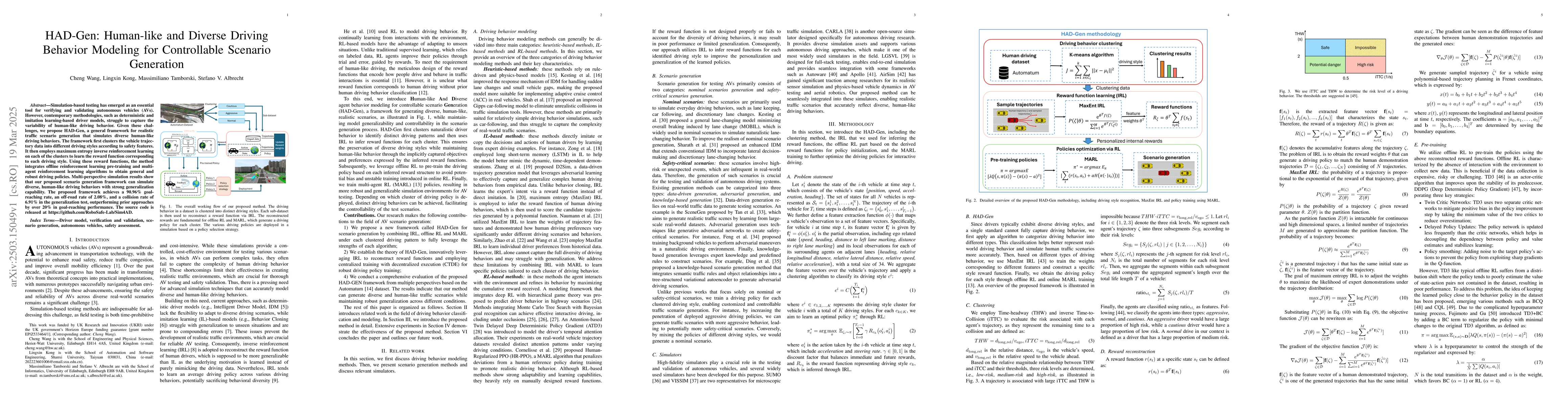 Thumbnail for HAD-Gen: Human-like and Diverse Driving Behavior Modeling for
  Controllable Scenario Generation