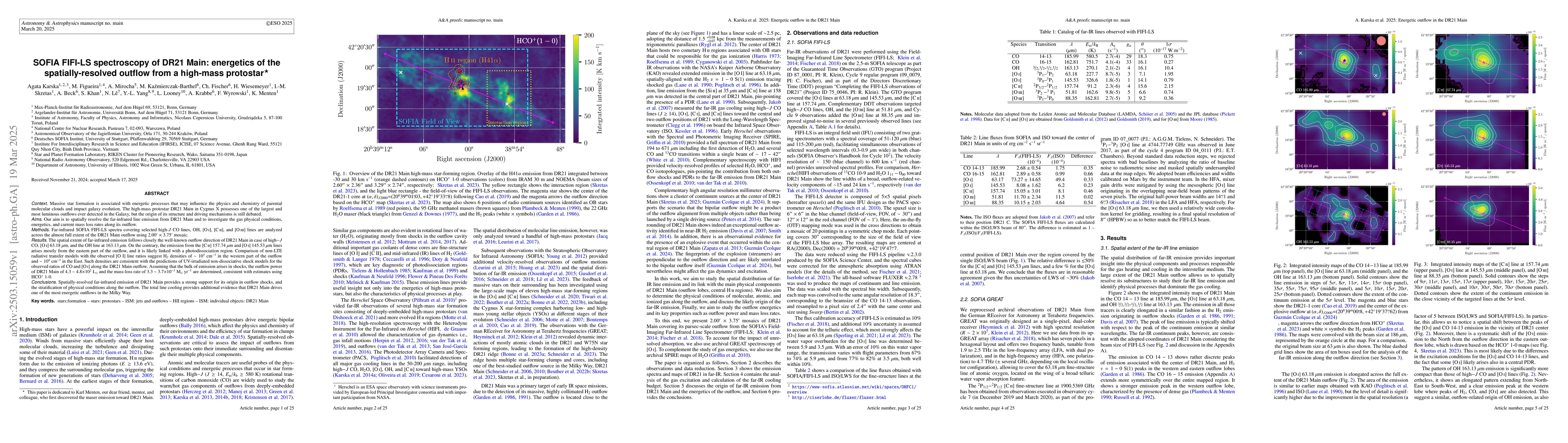 Thumbnail for SOFIA FIFI-LS spectroscopy of DR21 Main: energetics of the
  spatially-resolved outflow from a high-mass protostar