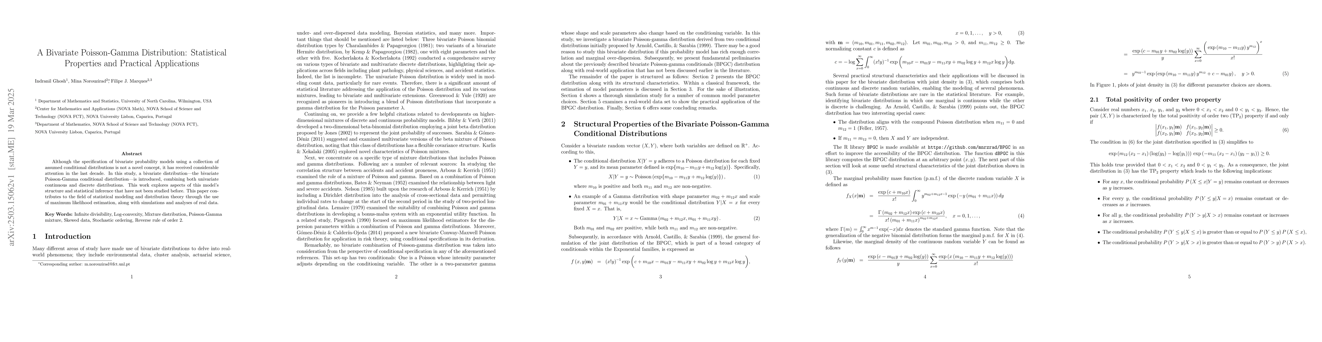 Thumbnail for A Bivariate Poisson-Gamma Distribution: Statistical Properties and
  Practical Applications