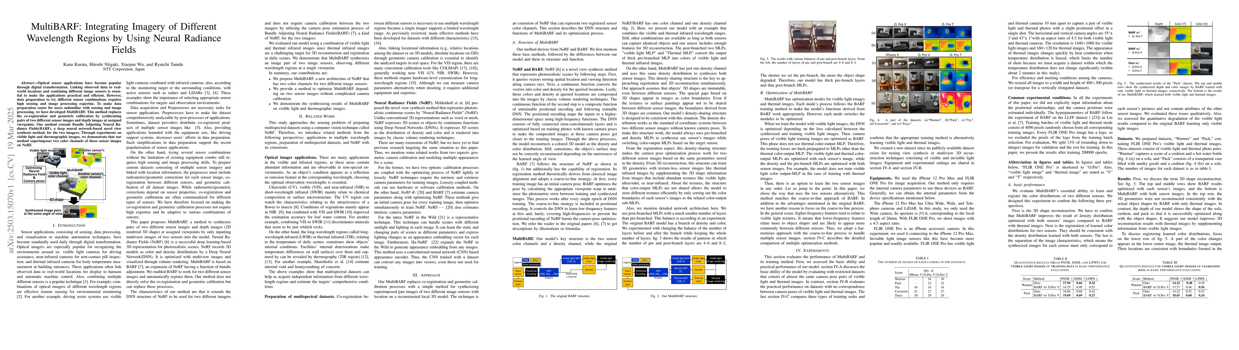Thumbnail for MultiBARF: Integrating Imagery of Different Wavelength Regions by Using
  Neural Radiance Fields