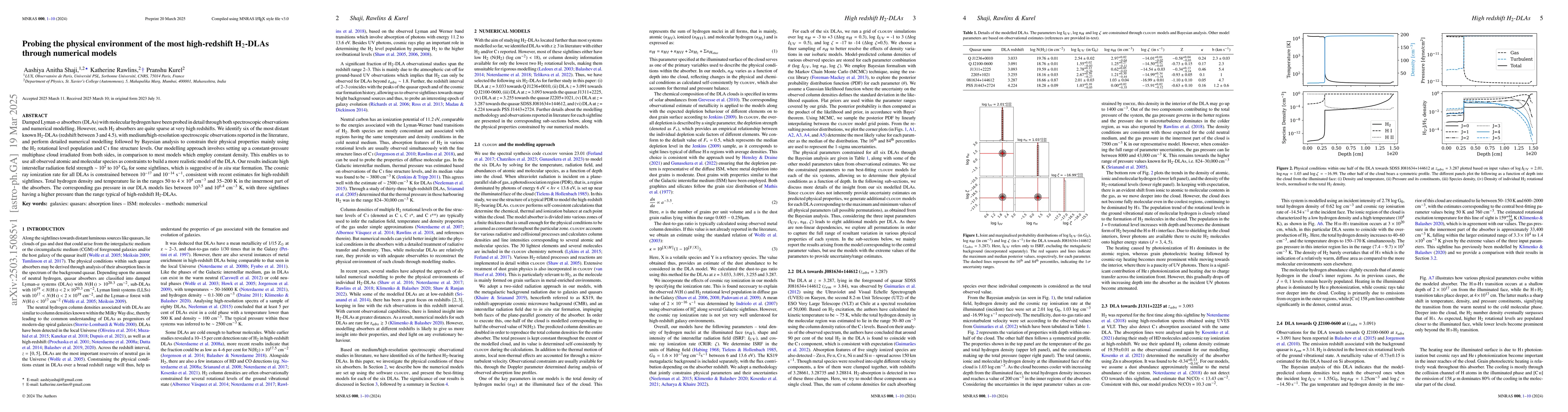Thumbnail for Probing the physical environment of the most high-redshift H$_2$-DLAs
  through numerical models