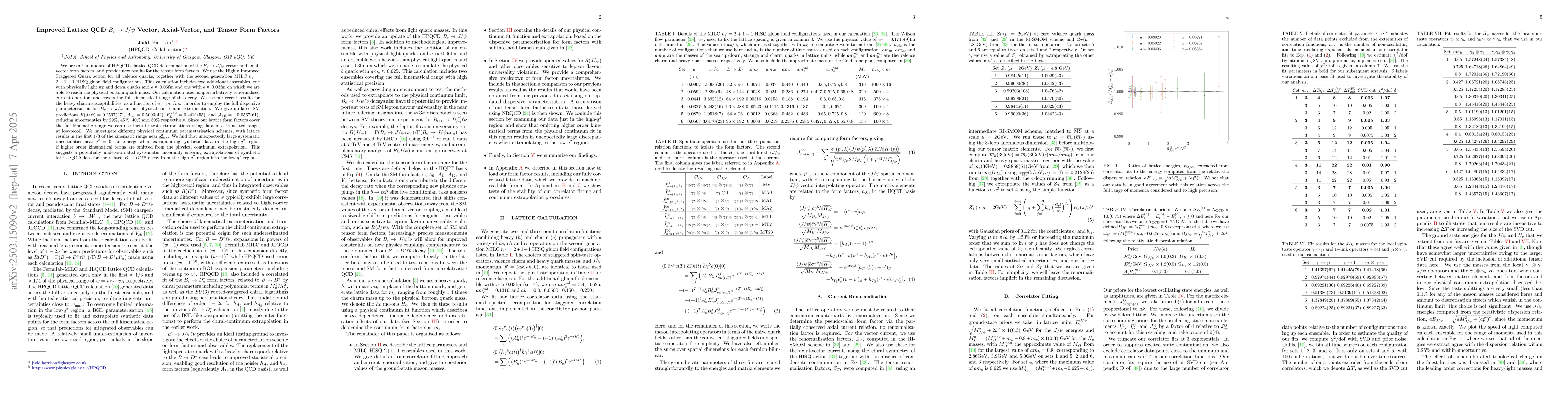 Thumbnail for Improved Lattice QCD $B_c\to J/ψ$ Vector, Axial-Vector, and Tensor
  Form Factors