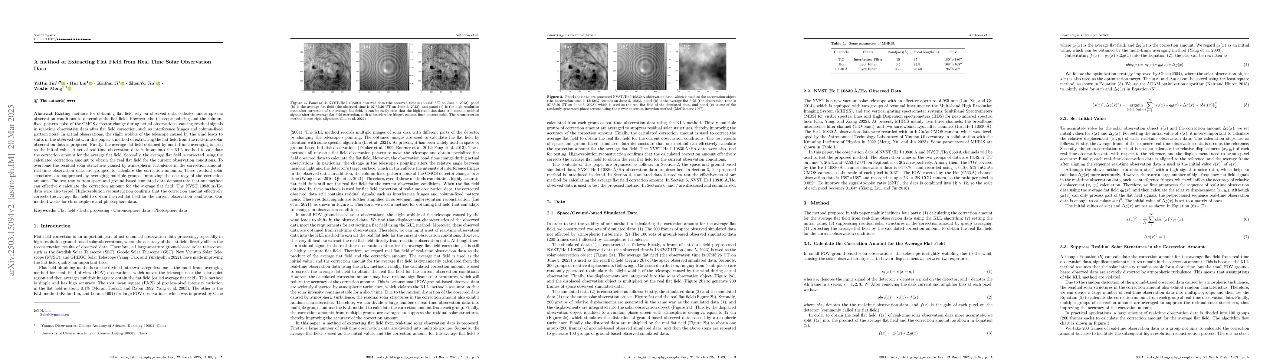 Thumbnail for A method of Extracting Flat Field from Real Time Solar Observation Data