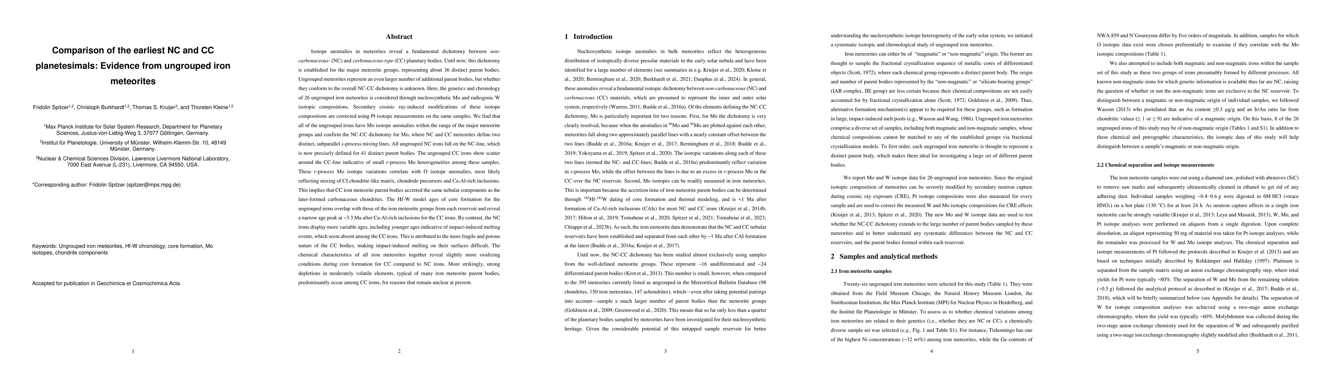 Thumbnail for Comparison of the earliest NC and CC planetesimals: Evidence from
  ungrouped iron meteorites