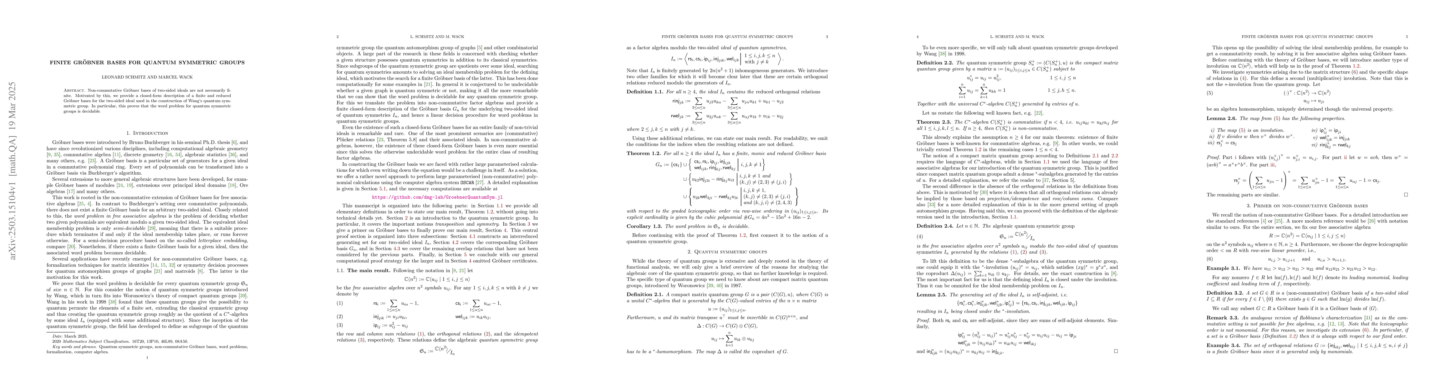 Thumbnail for Finite Gröbner bases for quantum symmetric groups