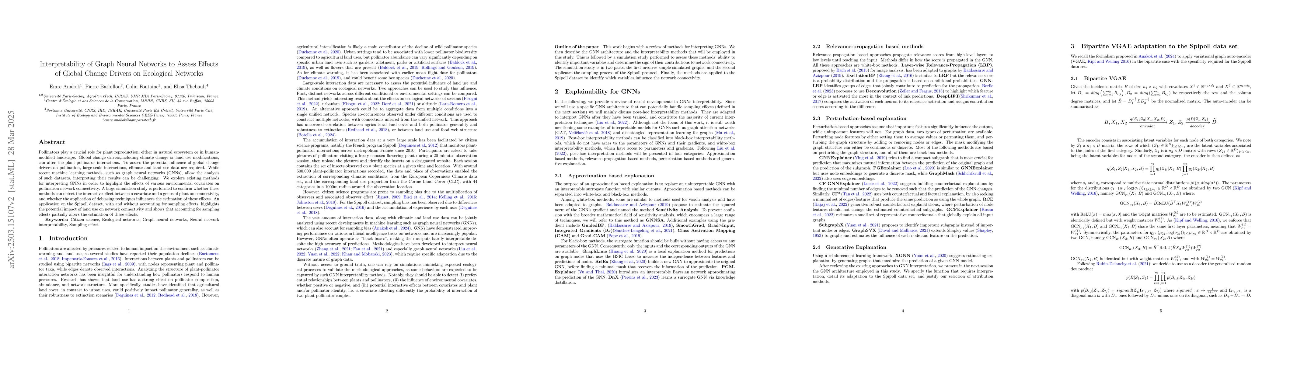 Thumbnail for Interpretability of Graph Neural Networks to Assert Effects of Global
  Change Drivers on Ecological Networks