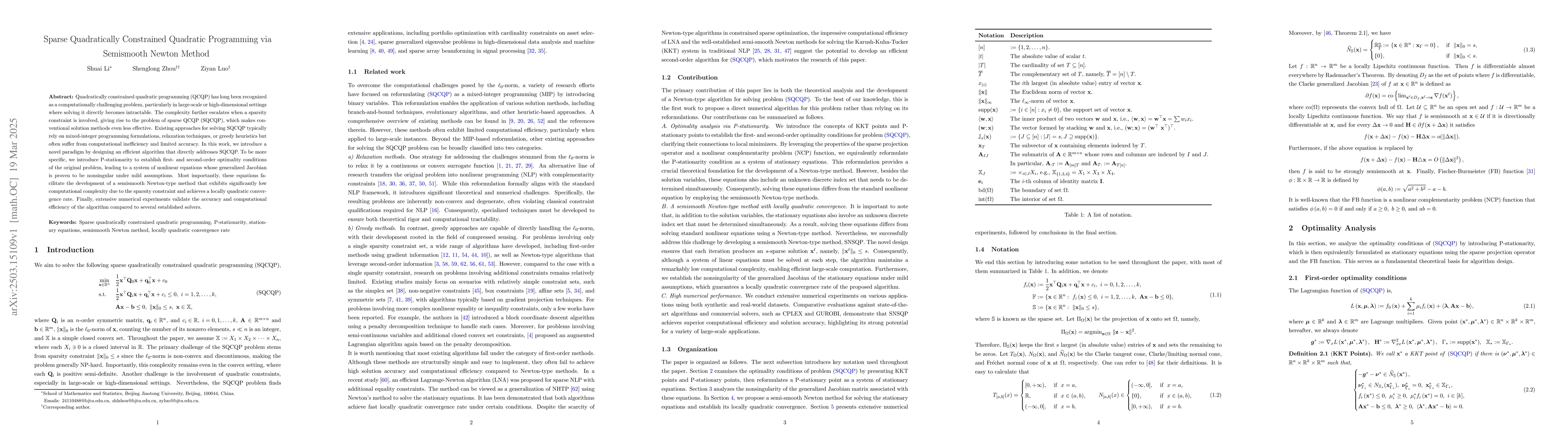 Thumbnail for Sparse Quadratically Constrained Quadratic Programming via Semismooth
  Newton Method