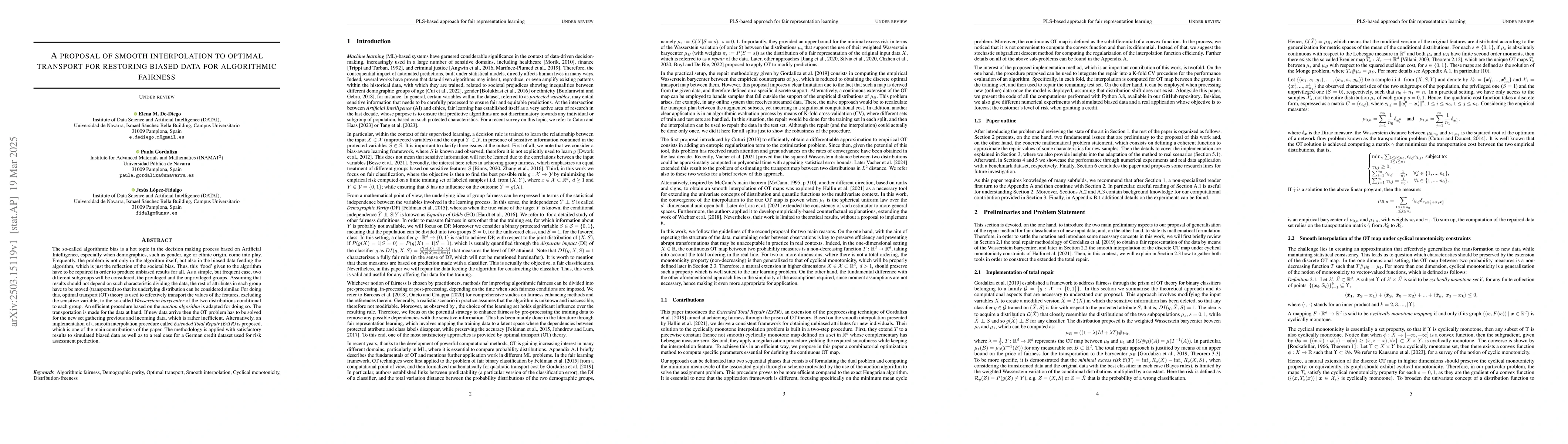 Thumbnail for A proposal of smooth interpolation to optimal transport for restoring
  biased data for algorithmic fairness