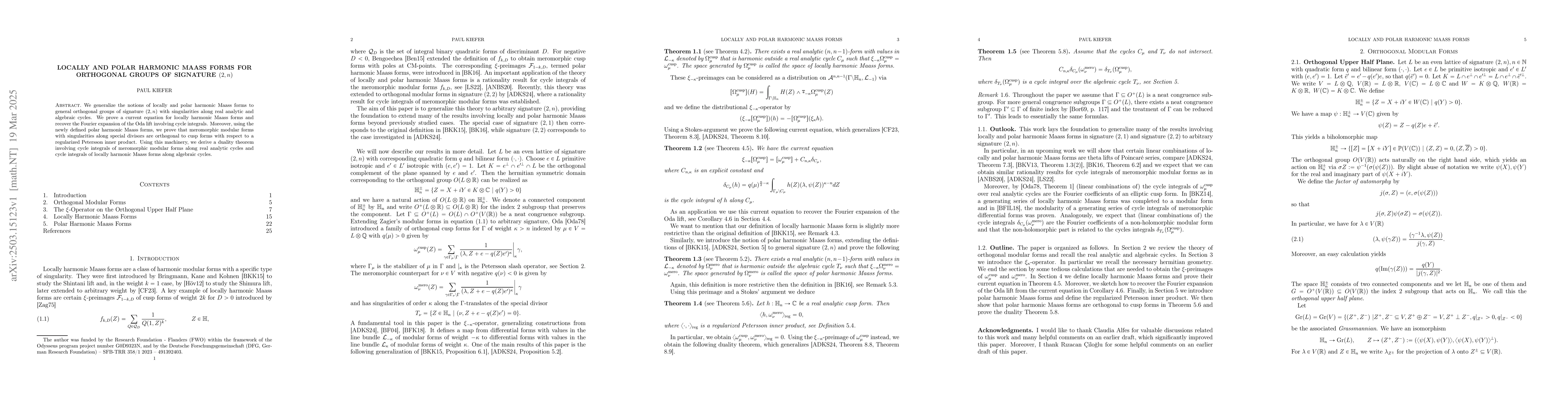 Thumbnail for Locally and Polar Harmonic Maass Forms for Orthogonal Groups of
  Signature $(2, n)$