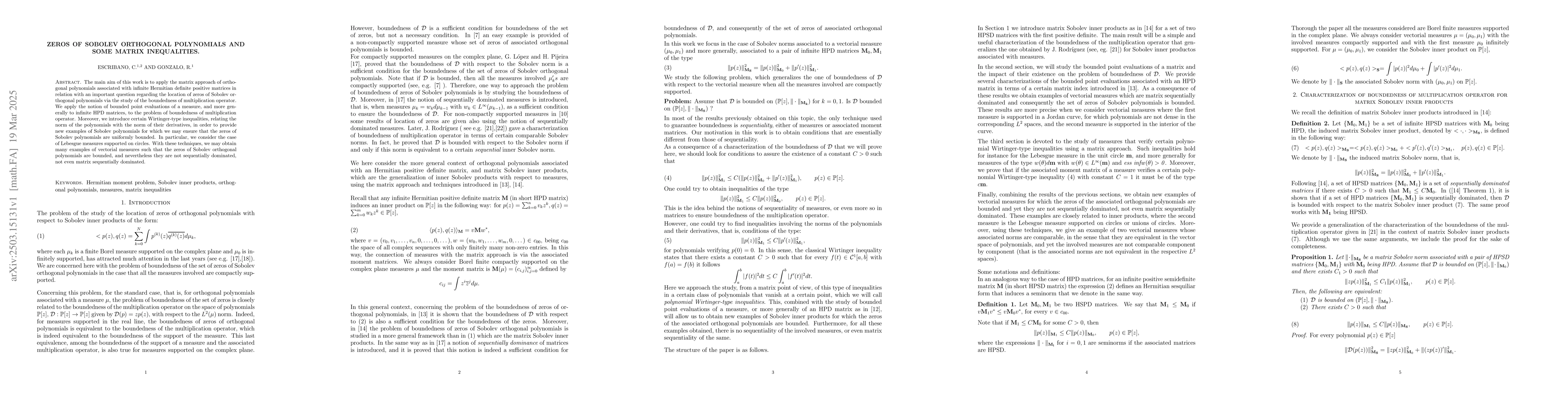 Thumbnail for Zeros of orthogonal polynomials and some matrix inequalities