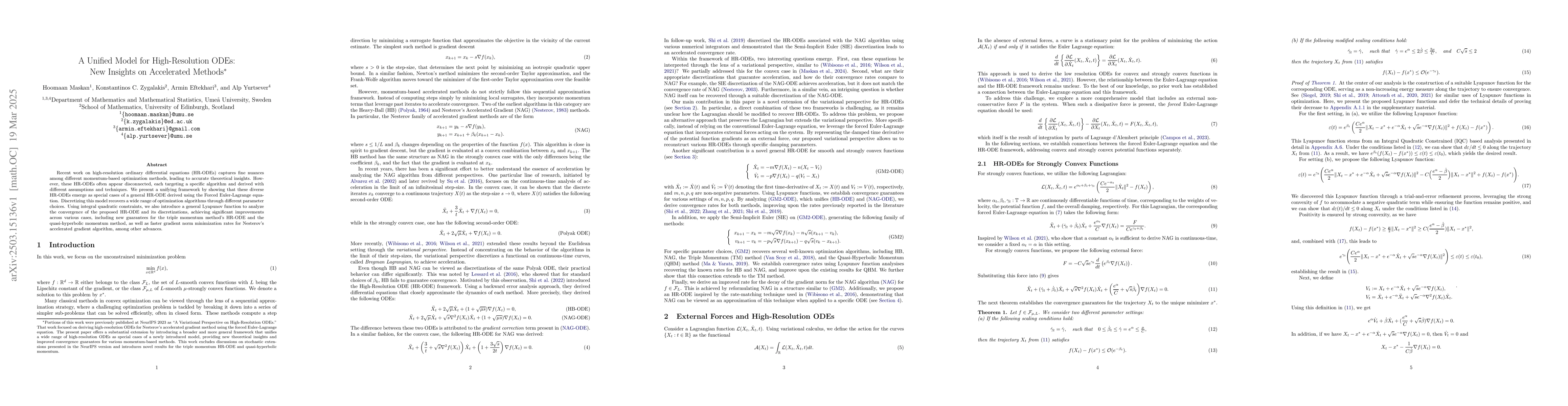 Thumbnail for A Unified Model for High-Resolution ODEs: New Insights on Accelerated
  Methods
