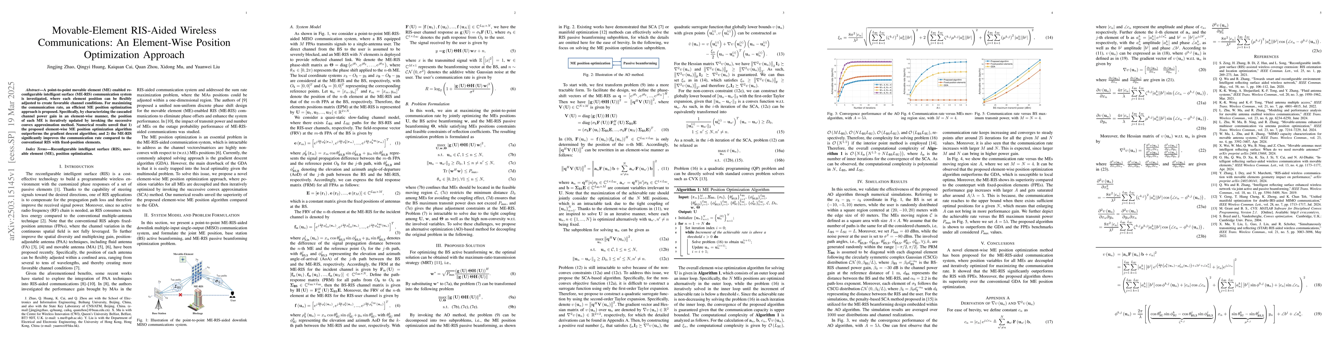 Thumbnail for Movable-Element RIS-Aided Wireless Communications: An Element-Wise
  Position Optimization Approach