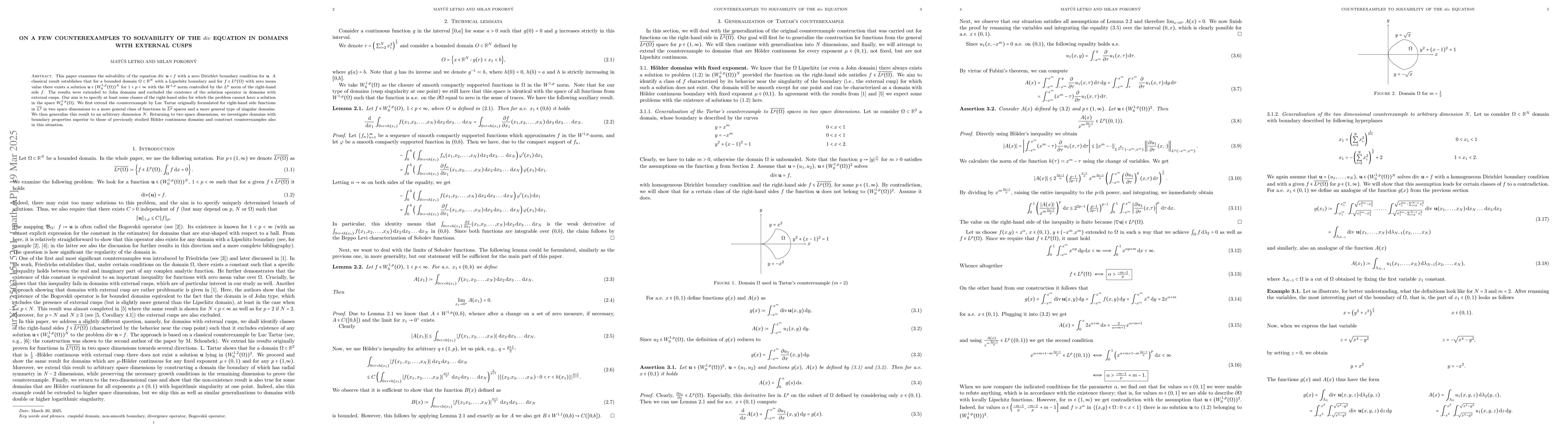Thumbnail for On a few counterexamples to solvability of the $div$ equation in domains
  with external cusps