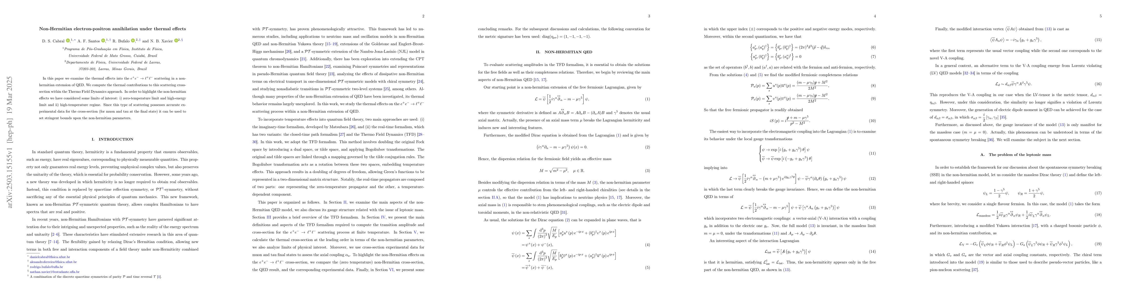 Thumbnail for Non-Hermitian electron-positron annihilation under thermal effects