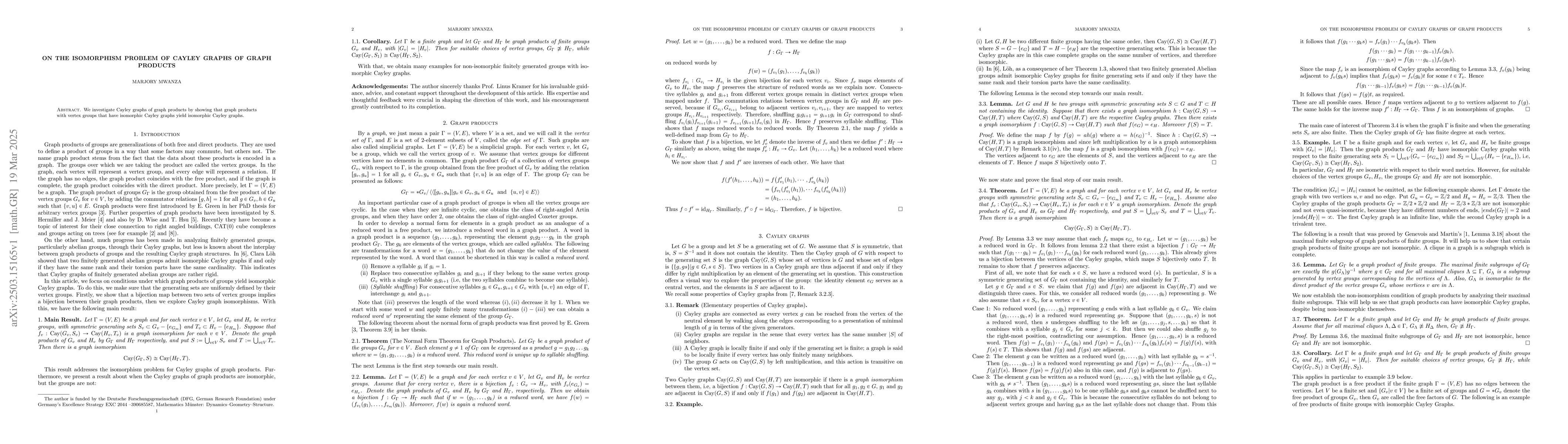 Thumbnail for On the Isomorphism Problem of Cayley Graphs of Graph Products