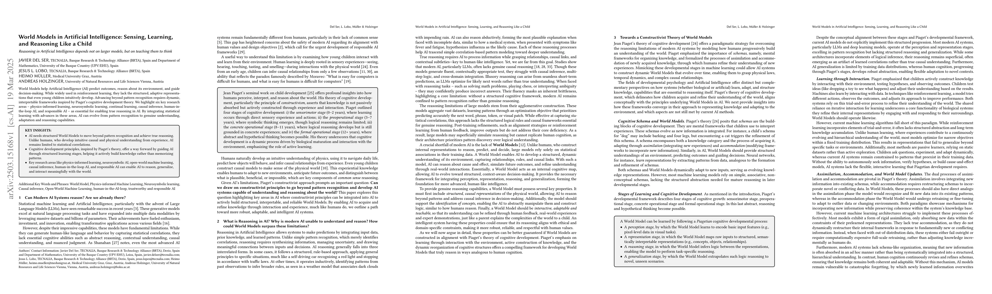Thumbnail for World Models in Artificial Intelligence: Sensing, Learning, and
  Reasoning Like a Child