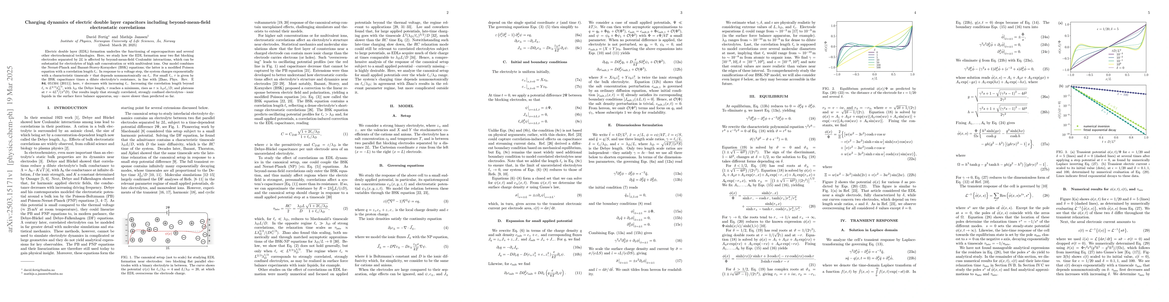Thumbnail for Charging dynamics of electric double layer capacitors including
  beyond-mean-field electrostatic correlations