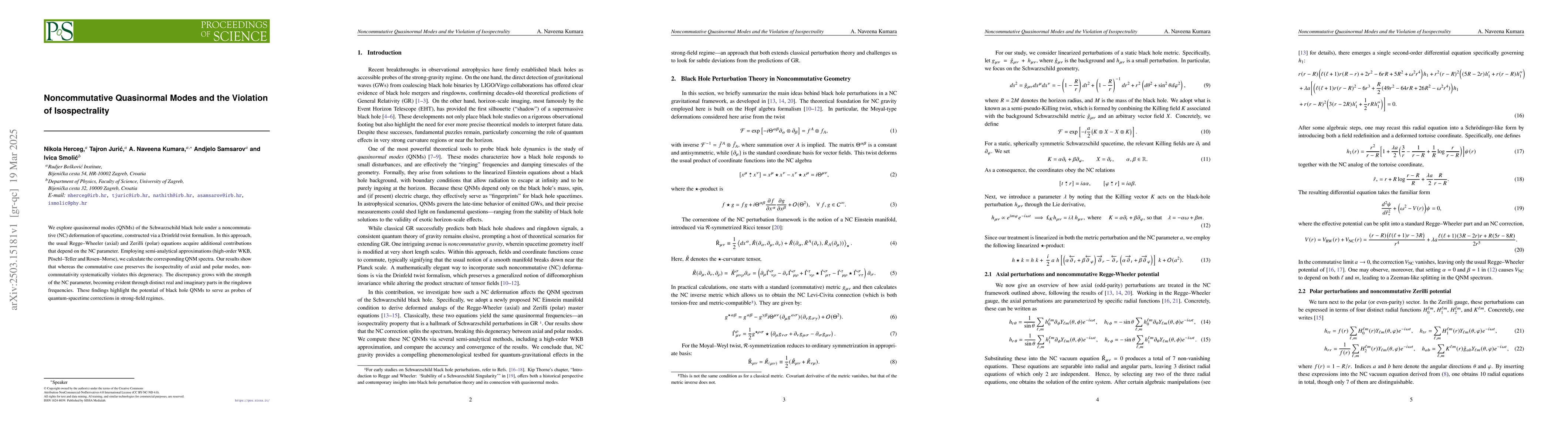 Thumbnail for Noncommutative Quasinormal Modes and the Violation of Isospectrality