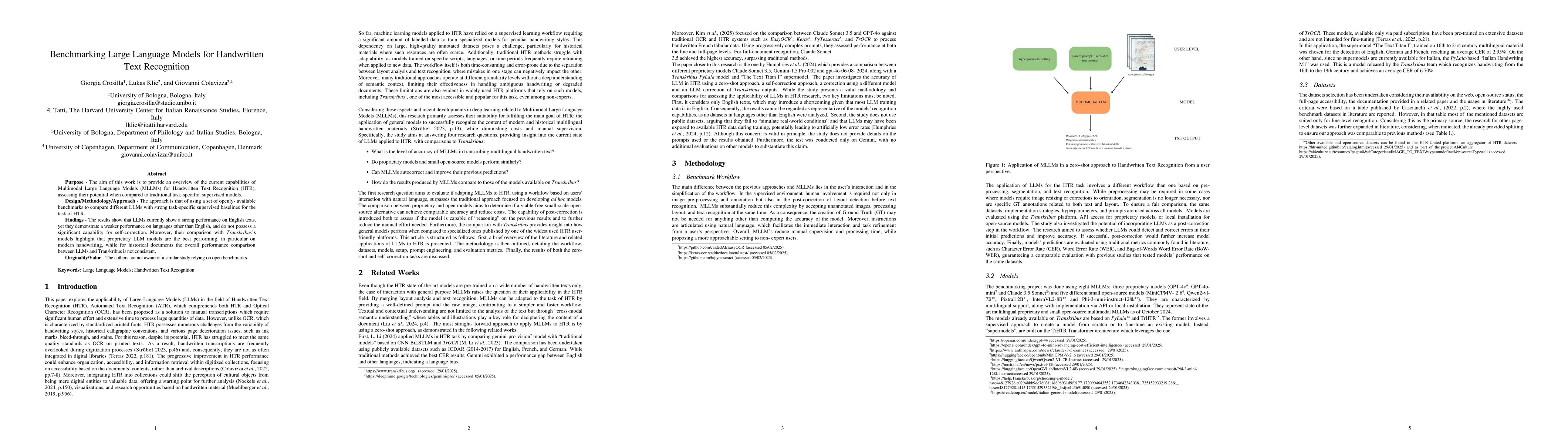Thumbnail for Benchmarking Large Language Models for Handwritten Text Recognition