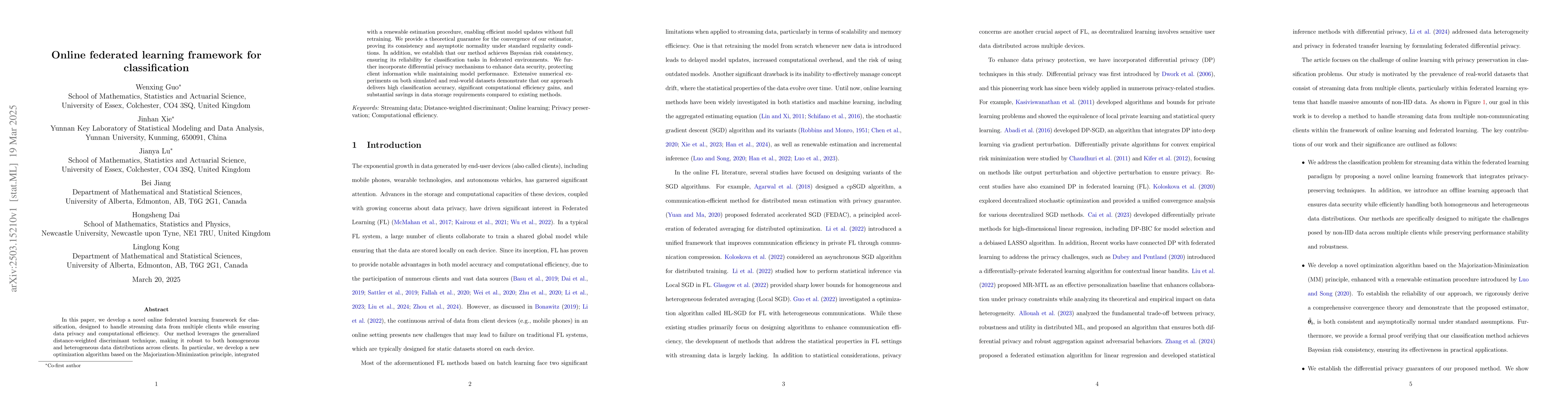 Thumbnail for Online federated learning framework for classification