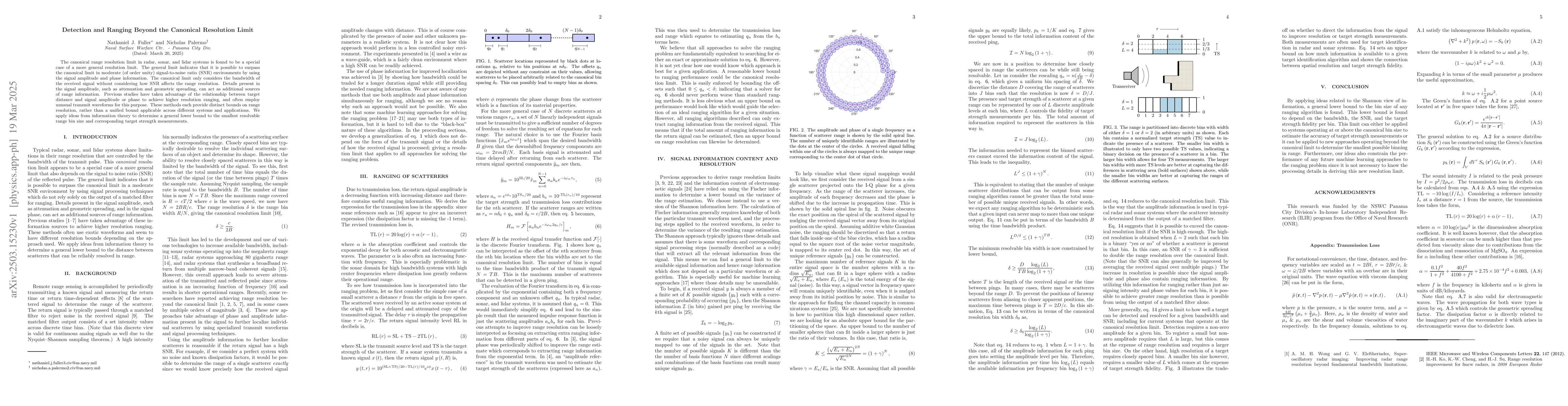 Thumbnail for Detection and Ranging Beyond the Canonical Resolution Limit