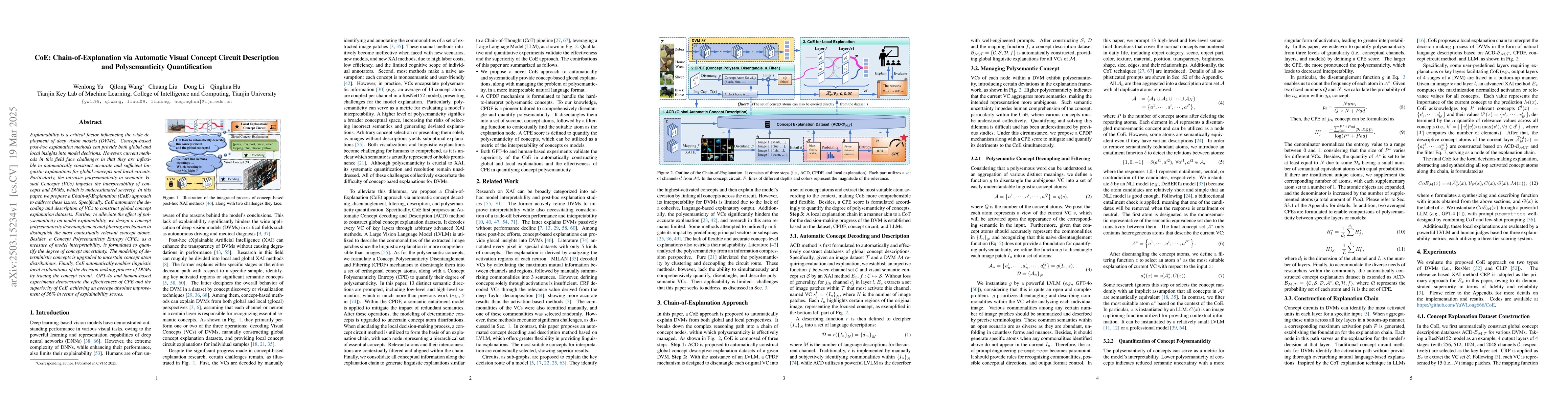 Thumbnail for CoE: Chain-of-Explanation via Automatic Visual Concept Circuit
  Description and Polysemanticity Quantification
