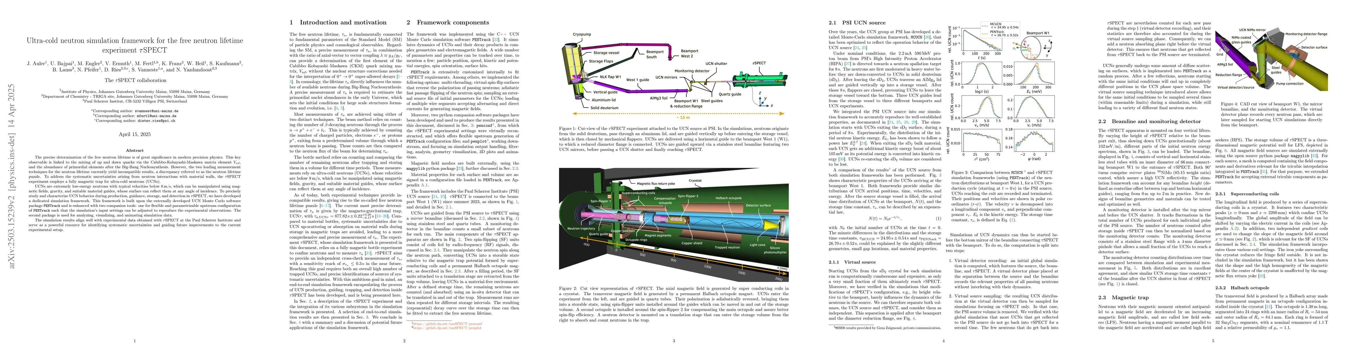 Thumbnail for Ultra-cold neutron simulation framework for the free neutron lifetime
  experiment $τ$SPECT