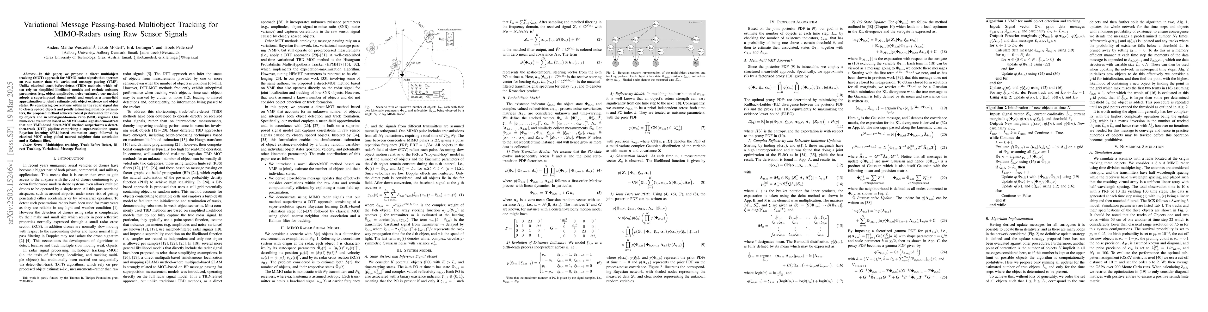 Thumbnail for Variational Message Passing-based Multiobject Tracking for MIMO-Radars
  using Raw Sensor Signals
