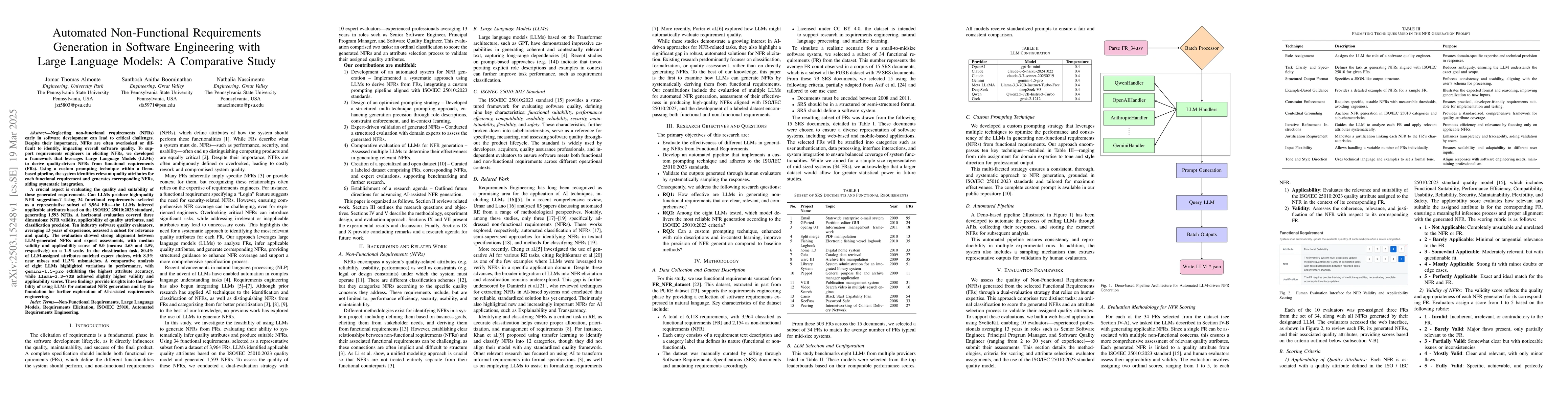 Thumbnail for Automated Non-Functional Requirements Generation in Software Engineering
  with Large Language Models: A Comparative Study