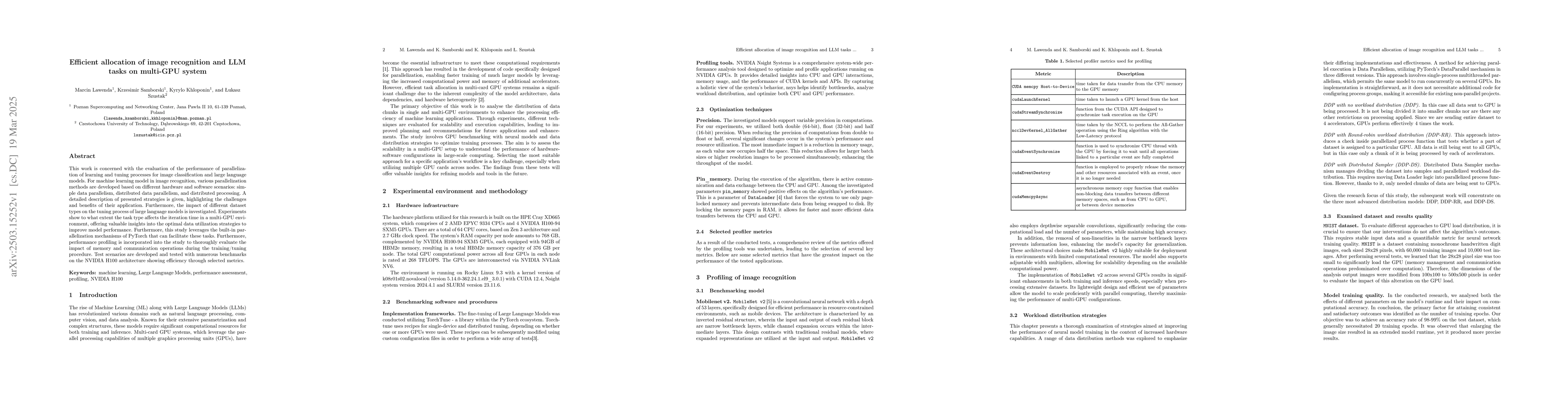 Thumbnail for Efficient allocation of image recognition and LLM tasks on multi-GPU
  system